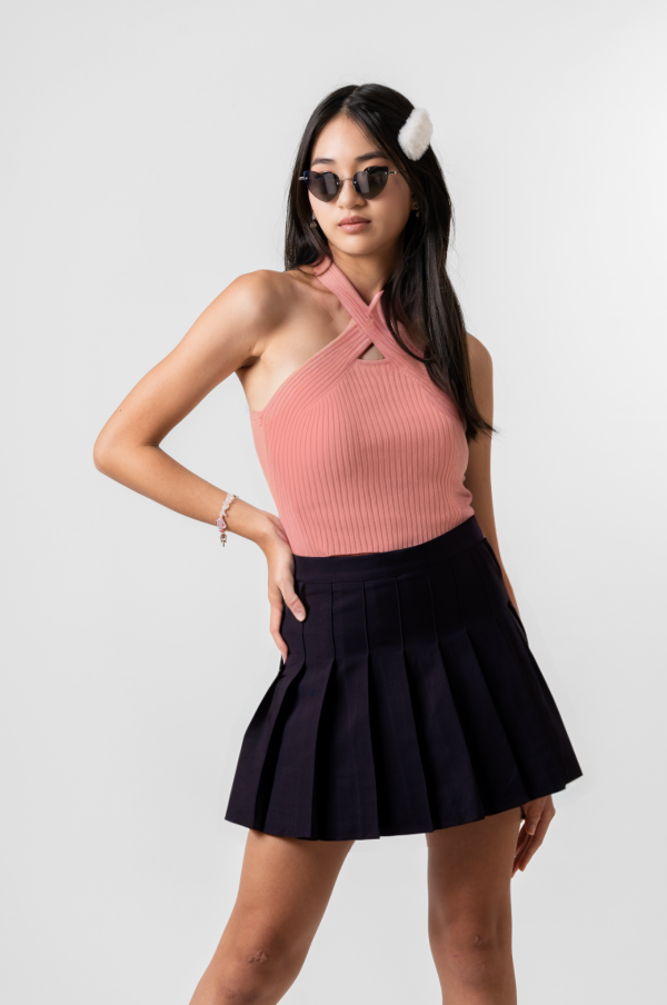 Knit Sleeveless Cutout Cross-Front Top - Image 4