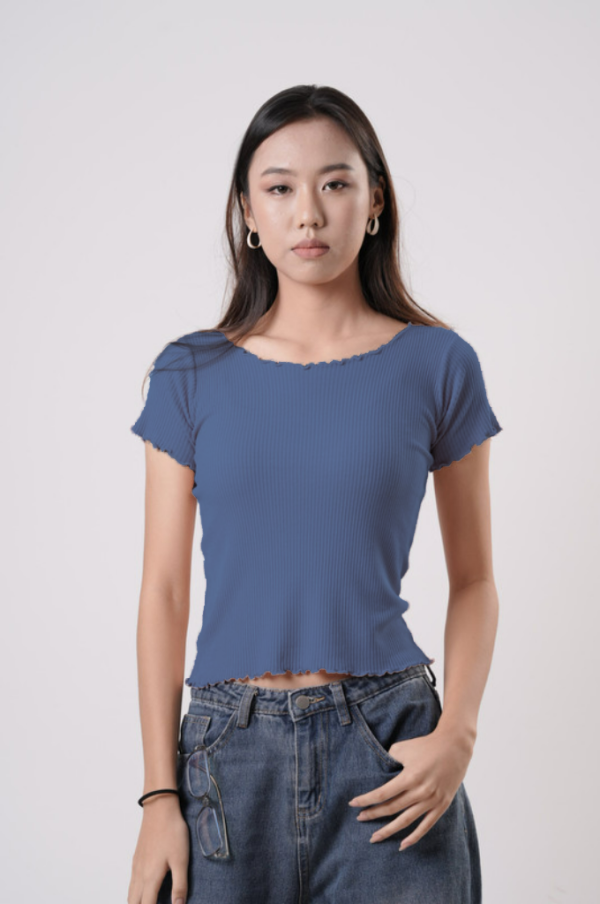 Neck and Hem Curly Top - Image 6