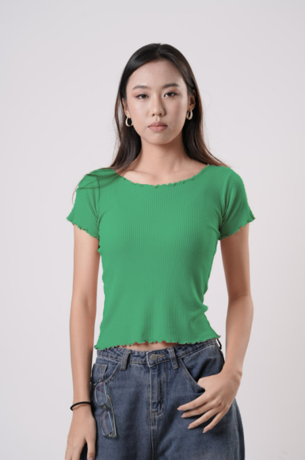 Neck and Hem Curly Top - Image 8