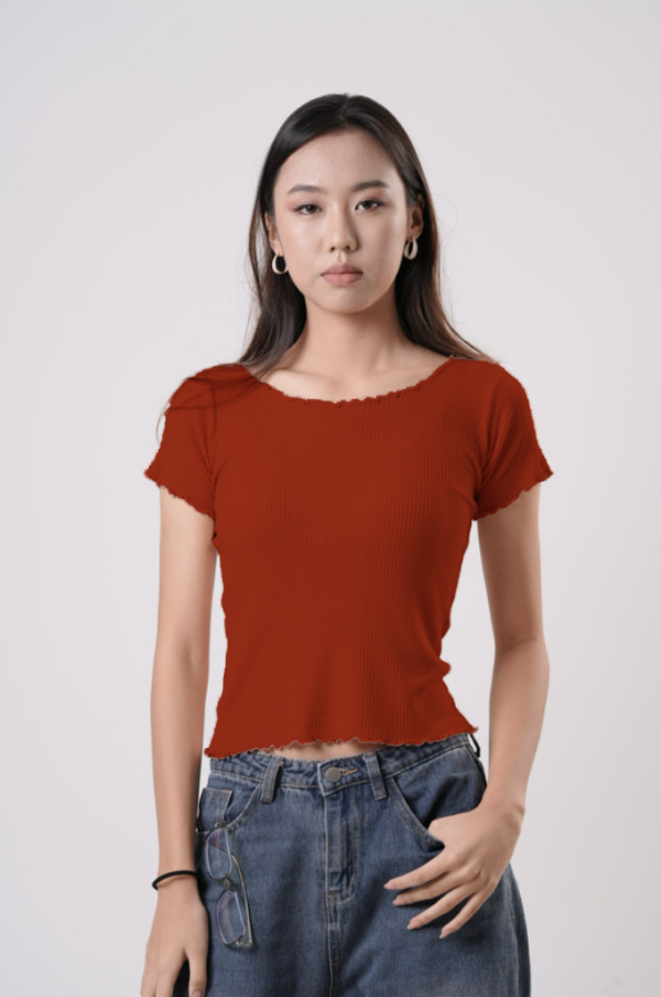 Neck and Hem Curly Top - Image 10