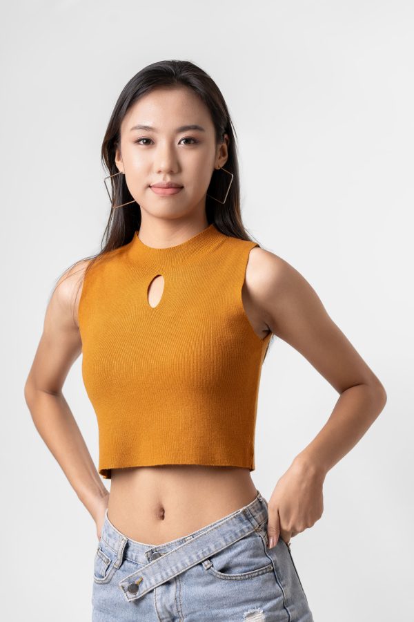 Half Turtleneck Hollow Out Top