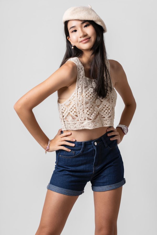 Evaanthe Trending Crochet square neck cropped top