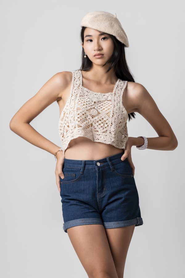 Evaanthe Trending Crochet square neck cropped top - Image 2