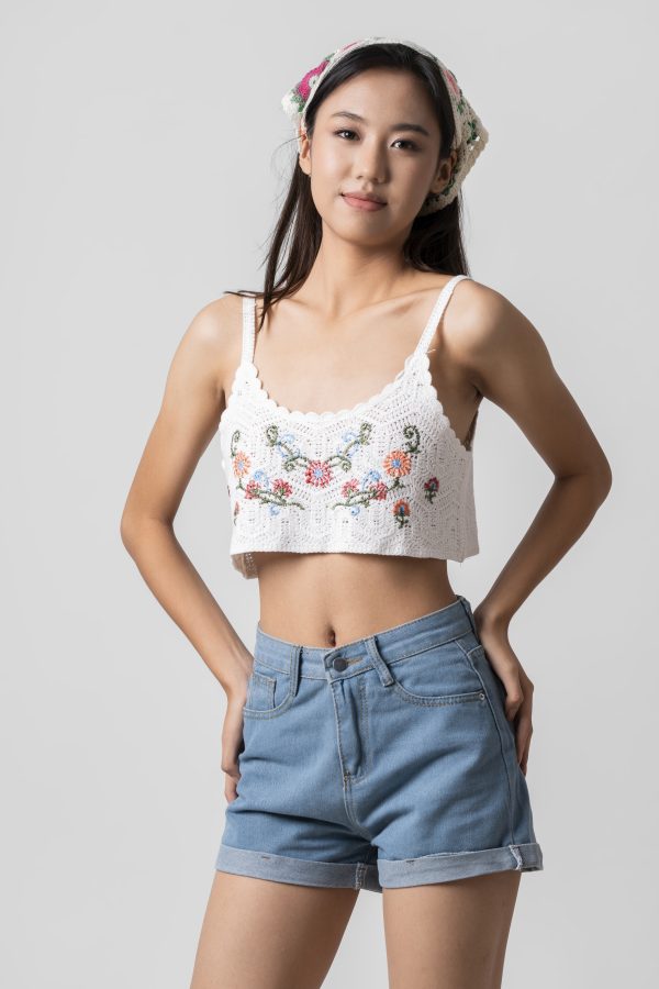 Evaanthe Trending floral designed Crochet cropped top