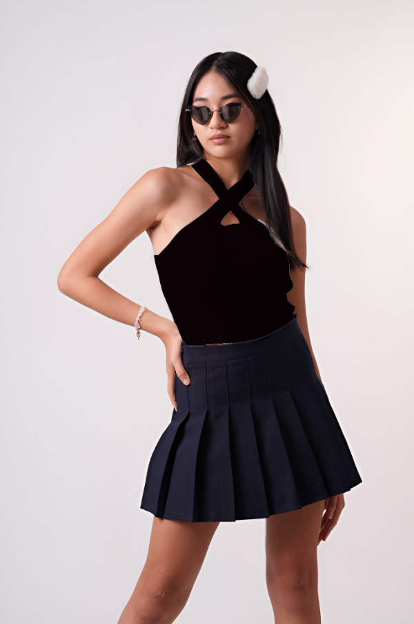 Knit Sleeveless Cutout Cross-Front Top - Image 11