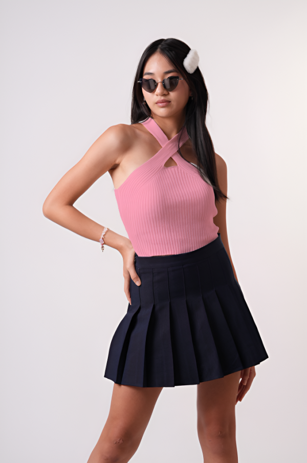 Knit Sleeveless Cutout Cross-Front Top - Image 10